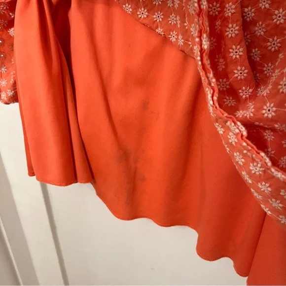 Trixxi Sun Dress Orange Peach White Embroidered Flowers 3X spaghetti straps - Picture 7 of 12